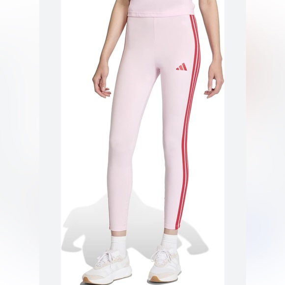 adidas Pants - NWT!! adidas Light Pink Leggings with Red Side Stripes